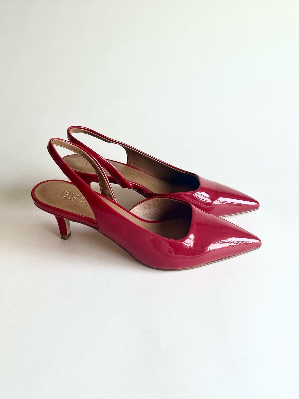 Nordstrom Rack Red Patent Man Made Leather Point Toe Slingbacks size 4 M